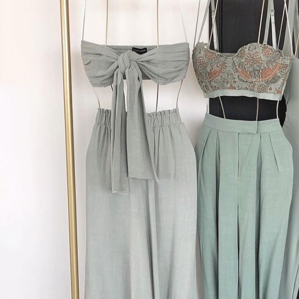 Jluxlabel two piece linen set - sage/green